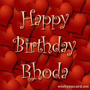 happy birthday Rhoda hearts card