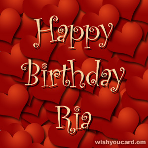 happy birthday Ria hearts card