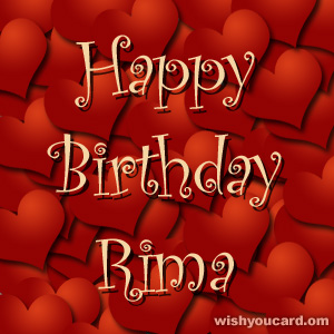 happy birthday Rima hearts card