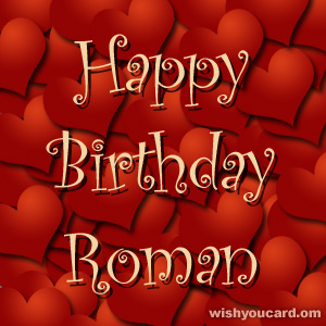 happy birthday Roman hearts card