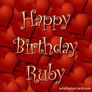 happy birthday Ruby hearts card