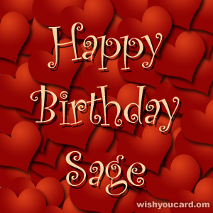 happy birthday Sage hearts card
