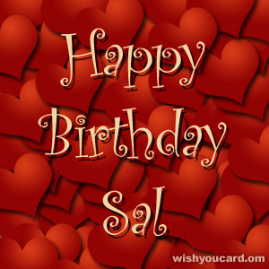 happy birthday Sal hearts card