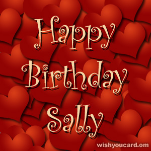 happy birthday Sally hearts card