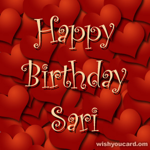 happy birthday Sari hearts card