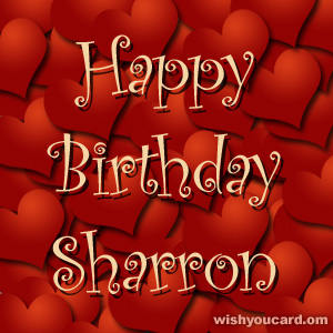happy birthday Sharron hearts card