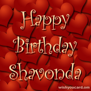 happy birthday Shavonda hearts card