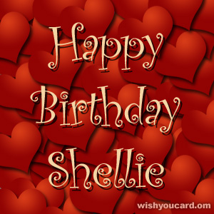 happy birthday Shellie hearts card