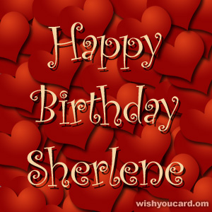 happy birthday Sherlene hearts card