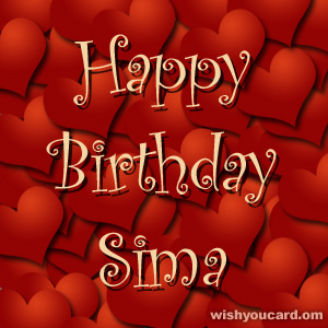 happy birthday Sima hearts card