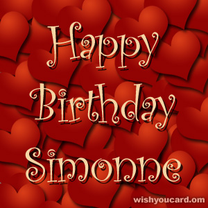happy birthday Simonne hearts card