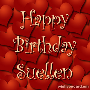 happy birthday Suellen hearts card