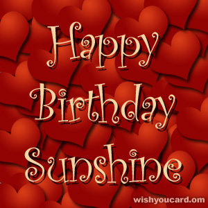 happy birthday Sunshine hearts card