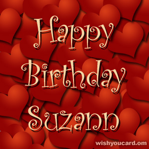 happy birthday Suzann hearts card