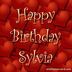 happy birthday Sylvia hearts card