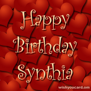 happy birthday Synthia hearts card