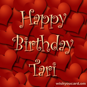 happy birthday Tari hearts card