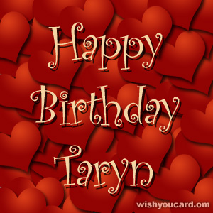 happy birthday Taryn hearts card