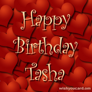 happy birthday Tasha hearts card