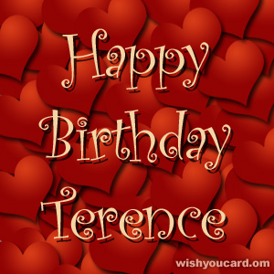 happy birthday Terence hearts card