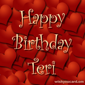 happy birthday Teri hearts card