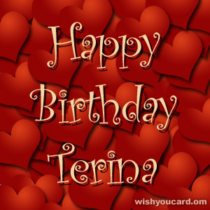 happy birthday Terina hearts card