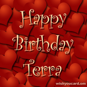 happy birthday Terra hearts card