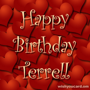 happy birthday Terrell hearts card