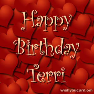 happy birthday Terri hearts card
