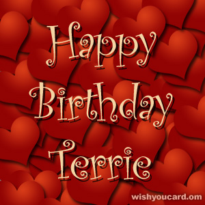happy birthday Terrie hearts card