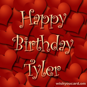 happy birthday Tyler hearts card