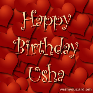 happy birthday Usha hearts card