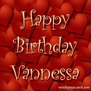 happy birthday Vannessa hearts card