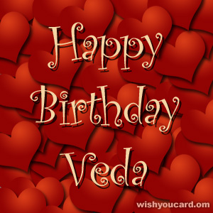 happy birthday Veda hearts card