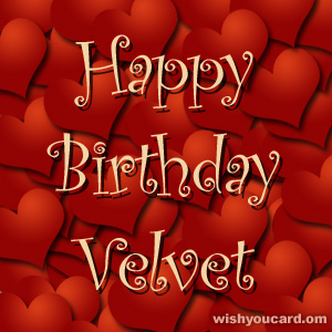 happy birthday Velvet hearts card