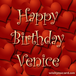 happy birthday Venice hearts card