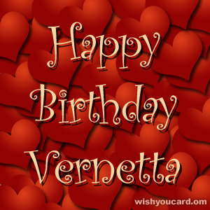 happy birthday Vernetta hearts card