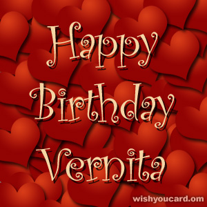 happy birthday Vernita hearts card