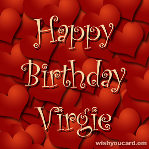happy birthday Virgie hearts card