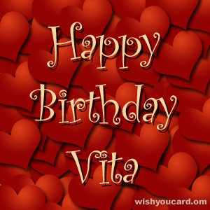happy birthday Vita hearts card
