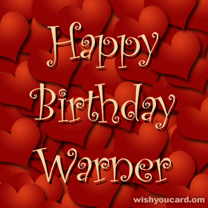 happy birthday Warner hearts card