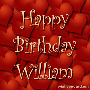 happy birthday William hearts card