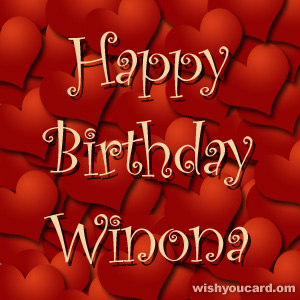 happy birthday Winona hearts card