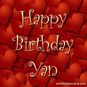 happy birthday Yan hearts card