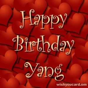 happy birthday Yang hearts card