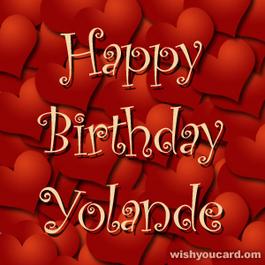 happy birthday Yolande hearts card