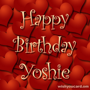 happy birthday Yoshie hearts card