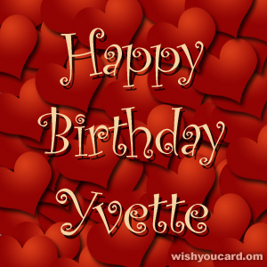 happy birthday Yvette hearts card