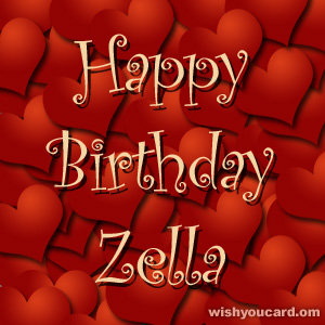 happy birthday Zella hearts card