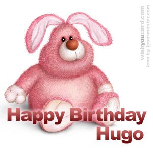 happy birthday Hugo rabbit card